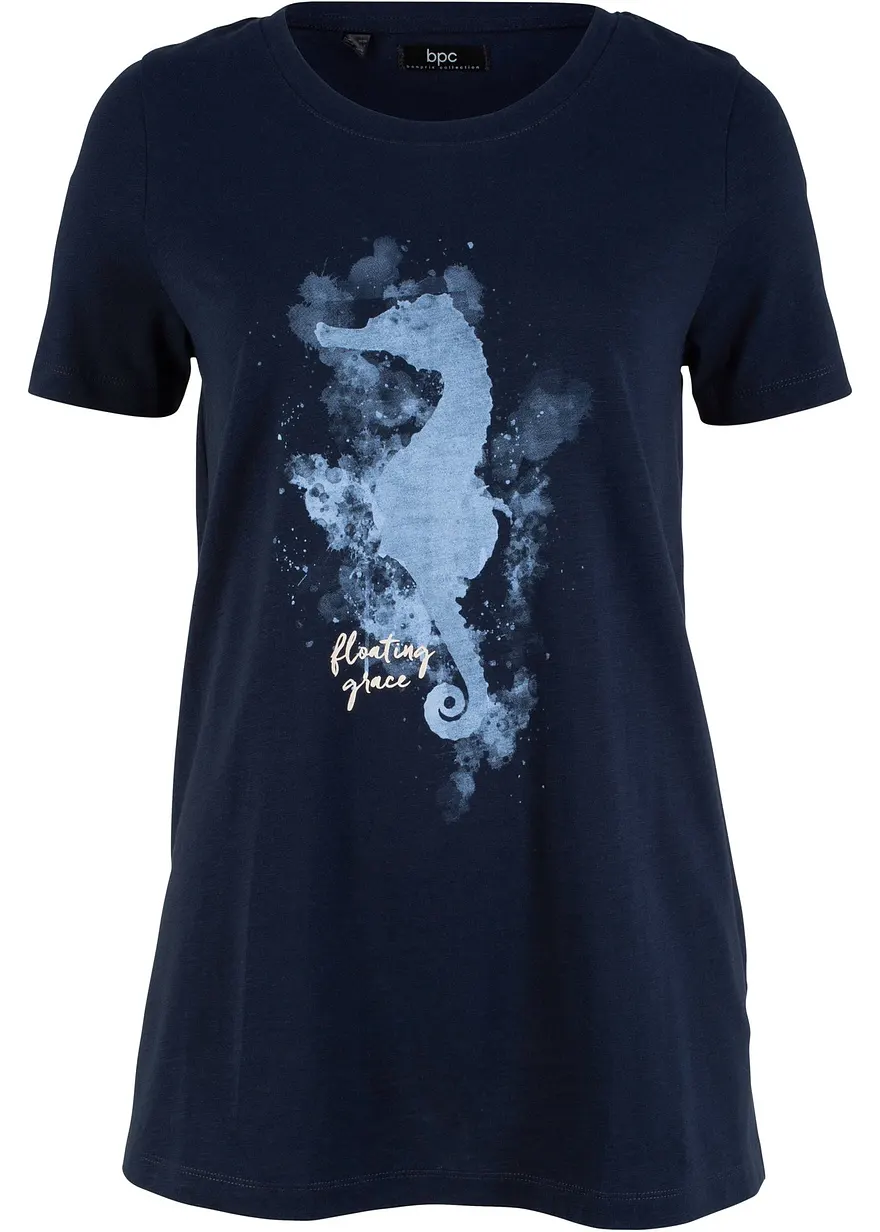 T-Shirt mit Seepferdchen Druck aus Bio-Baumwolle