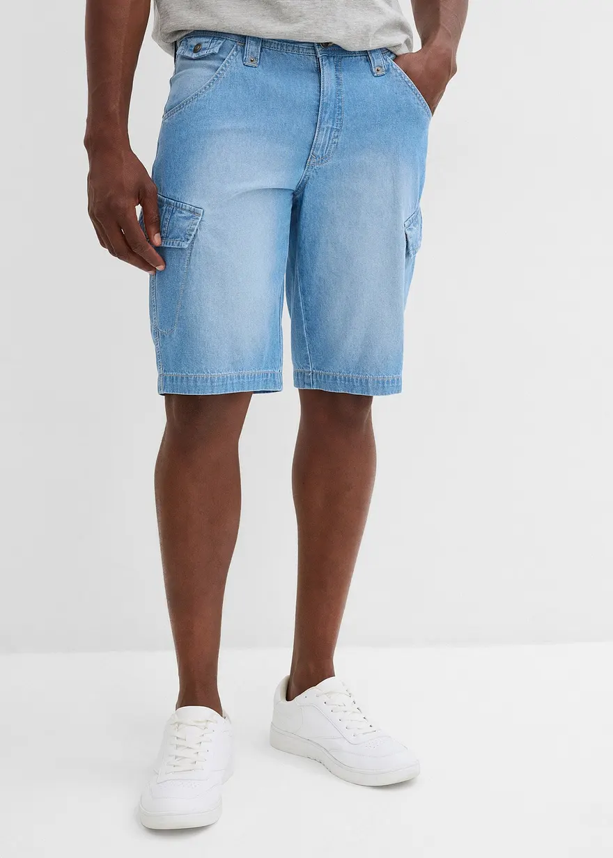 Leichte Jeans-Cargobermuda aus reiner Baumwolle, Relaxed Fit (2er Pack)