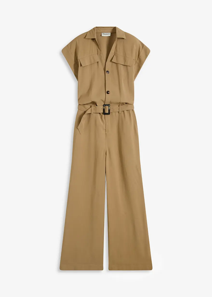 Viskose-Jumpsuit mit Bindeband