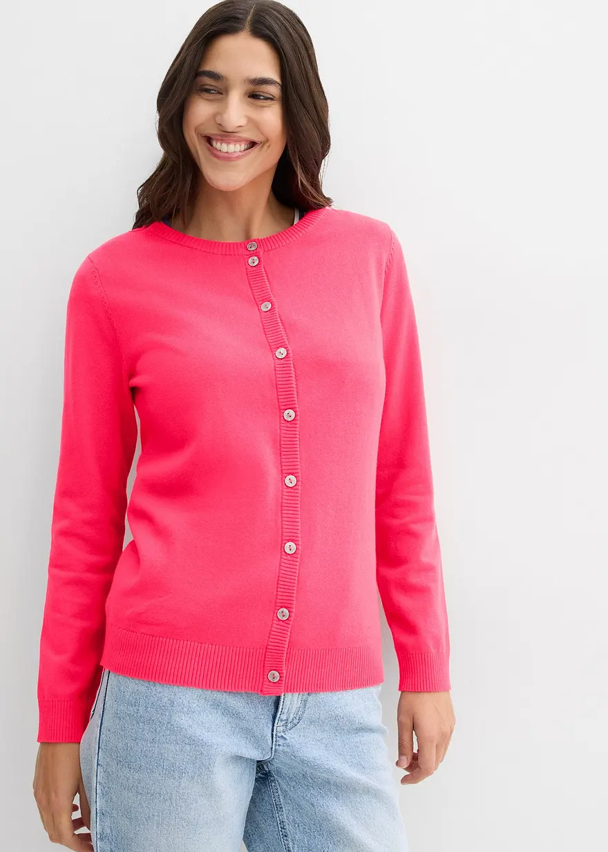 Strickjacke, Rundhals