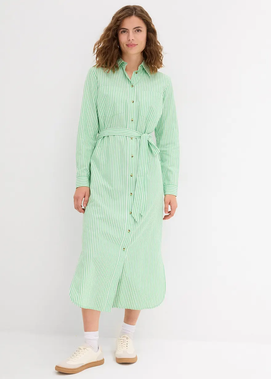 Gestreiftes Blusenkleid mit Bindeband