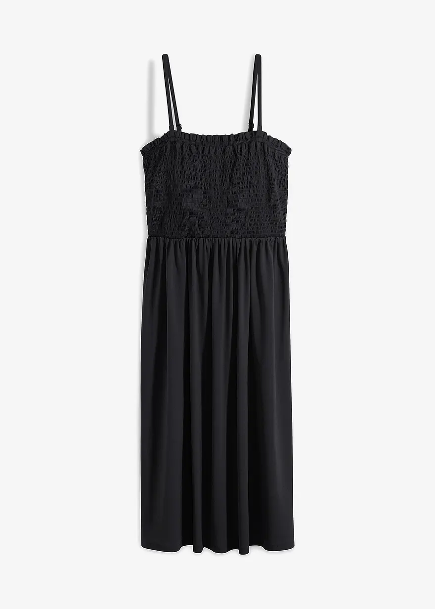 Gesmoktes Trägerkleid aus leichtem Crêpe