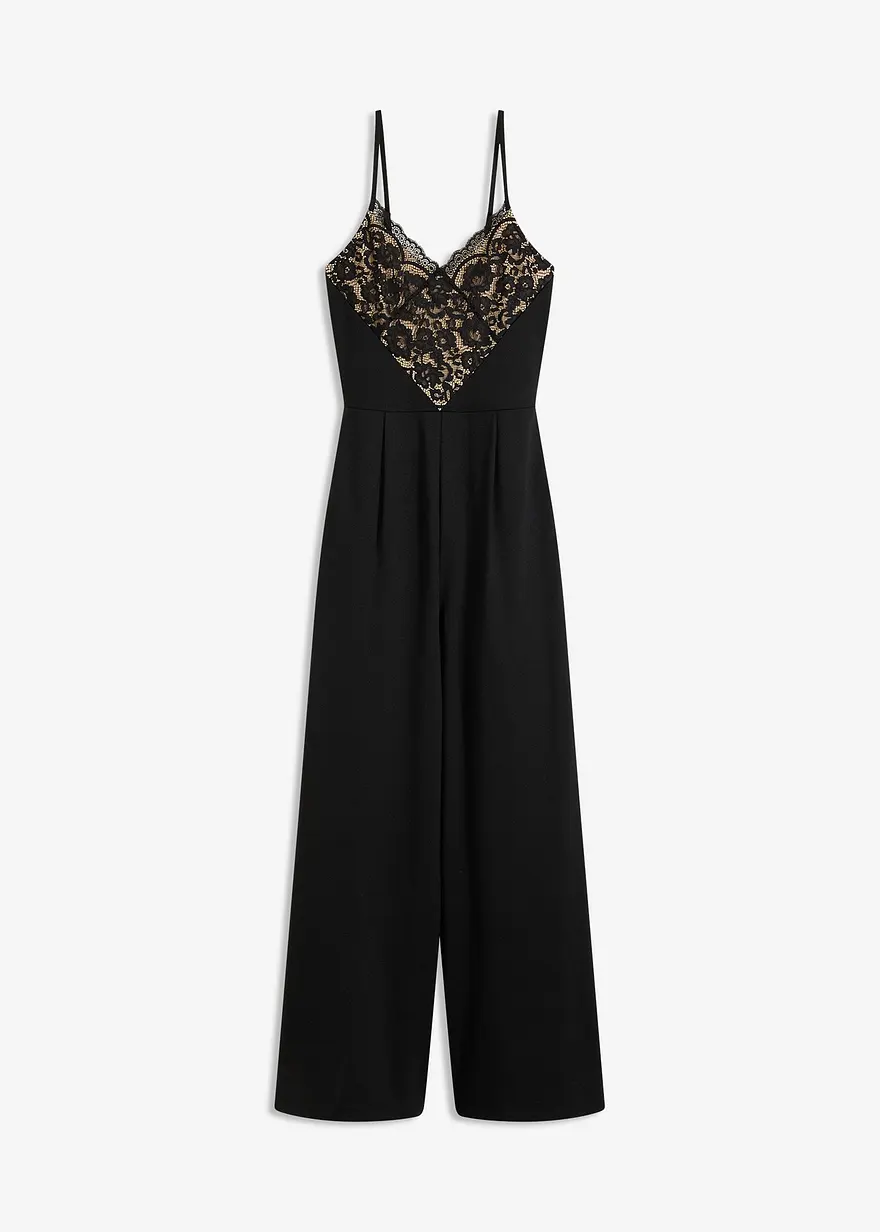 Jersey-Jumpsuit mit Spitze