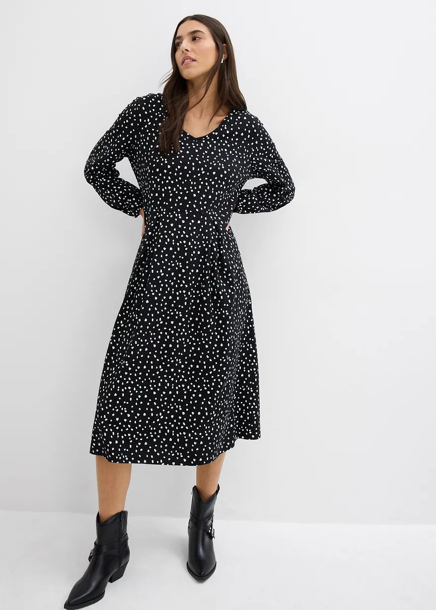 Baumwoll-Jerseykleid, Midilänge