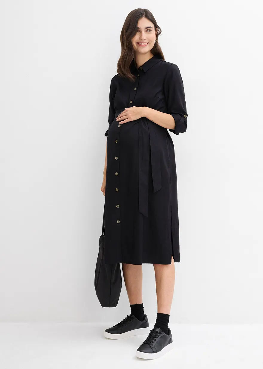 Umstandsblusenkleid aus fließender Viskose