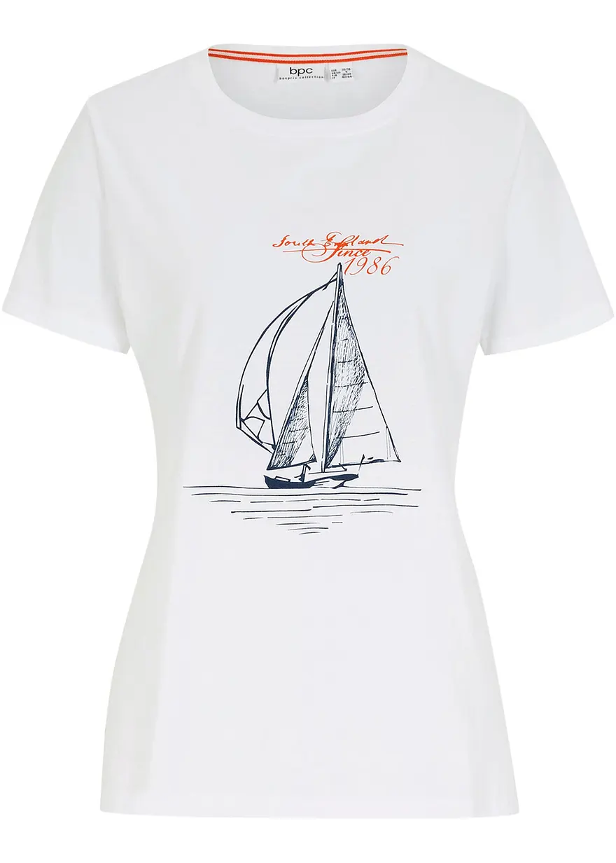 Baumwoll T-Shirt mit Seitenschlitz und Druck