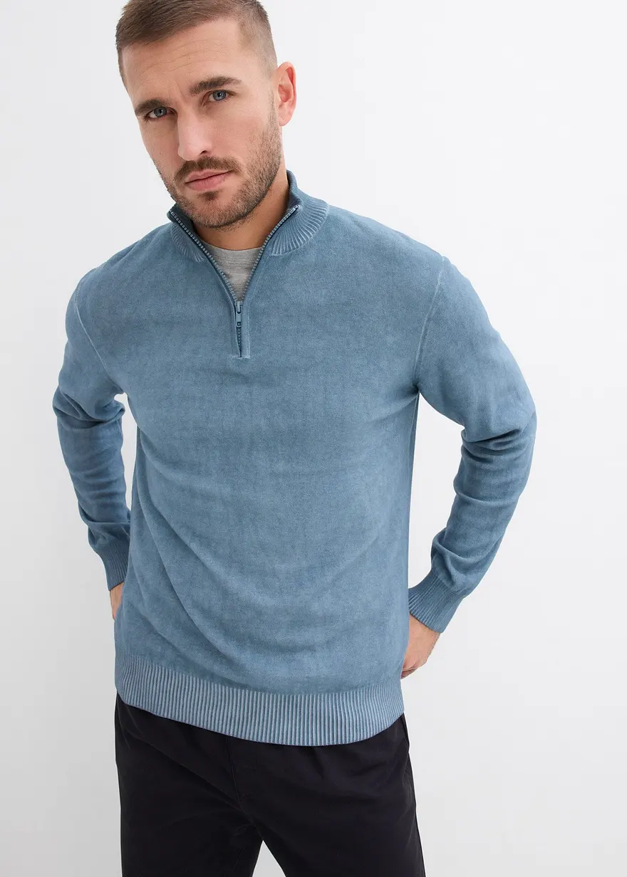 Feinstrick Troyer Pullover in gewaschener Optik