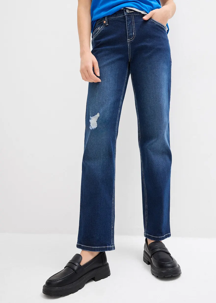 Straight-Jeans, Mid Waist, cropped