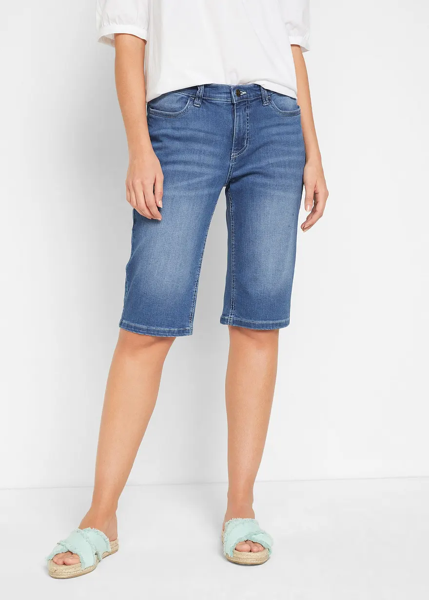 Jeans Bermuda Mid Waist, Stretch