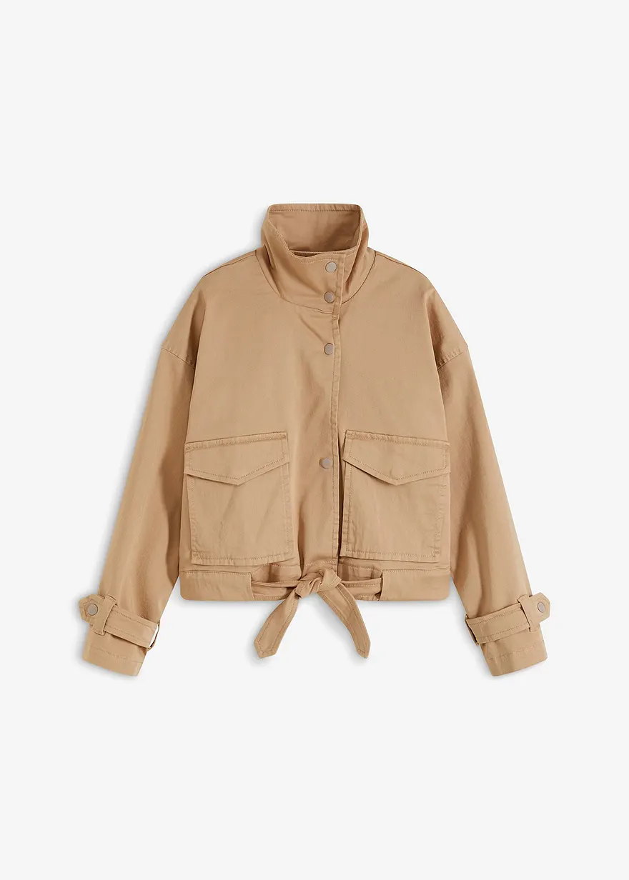 Weite Twill-Jacke mit aufgesetzten Taschen
