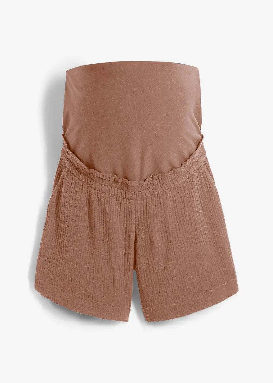 Umstandsshorts aus reinem Baumwoll-Musselin