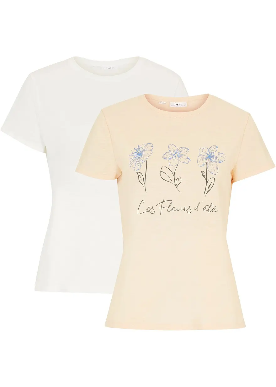 Basic T-Shirt mit Druck (2er Pack)