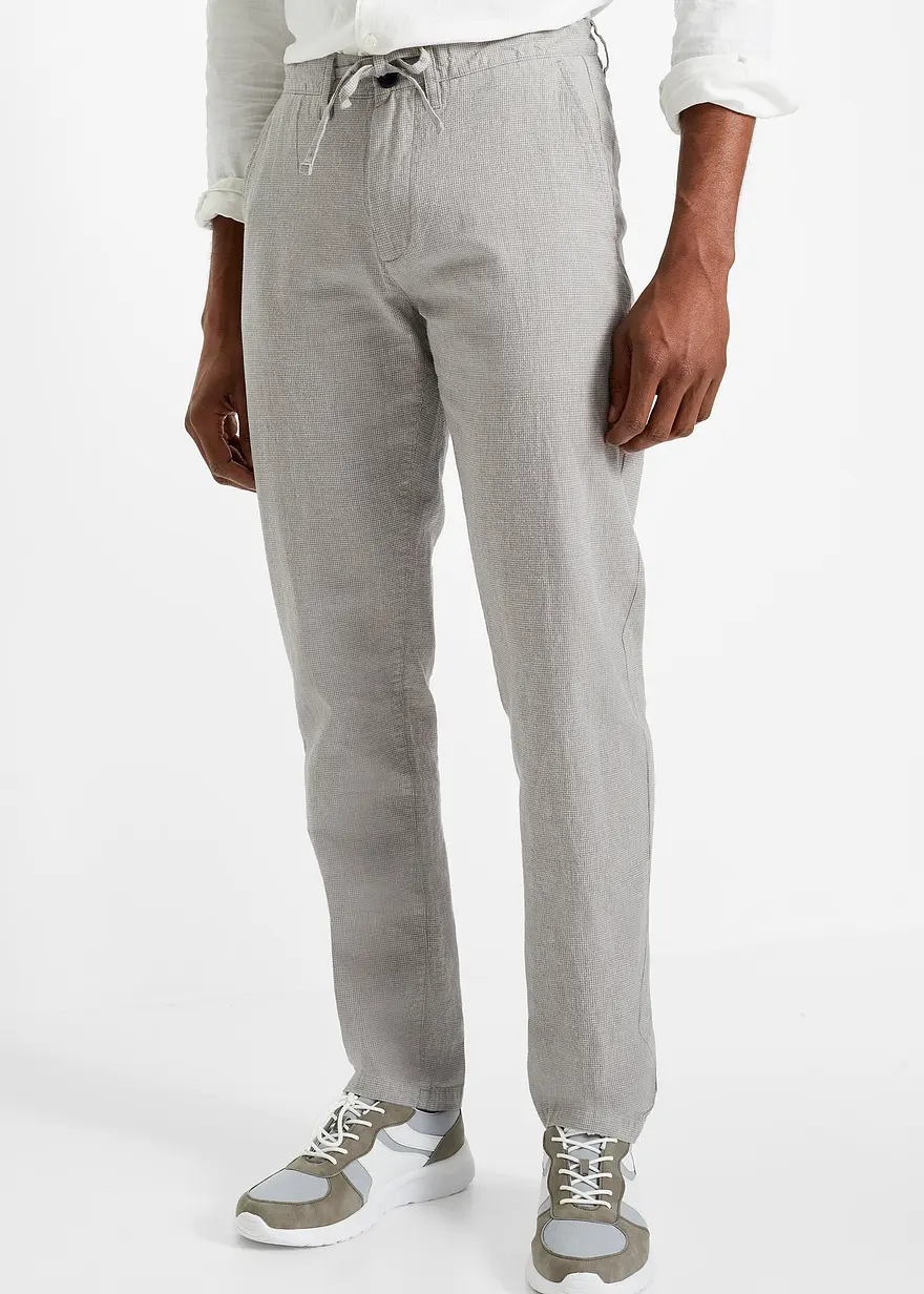 Regular Fit Schlupf-Chinohose mit Leinen, Straight