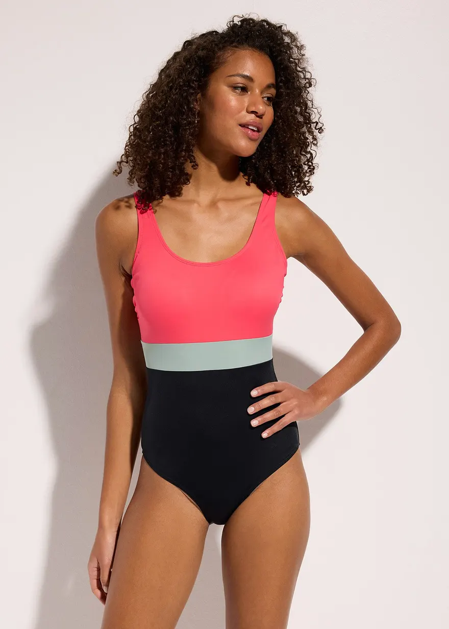 Schnelltrocknender Badeanzug mit Colorblocking