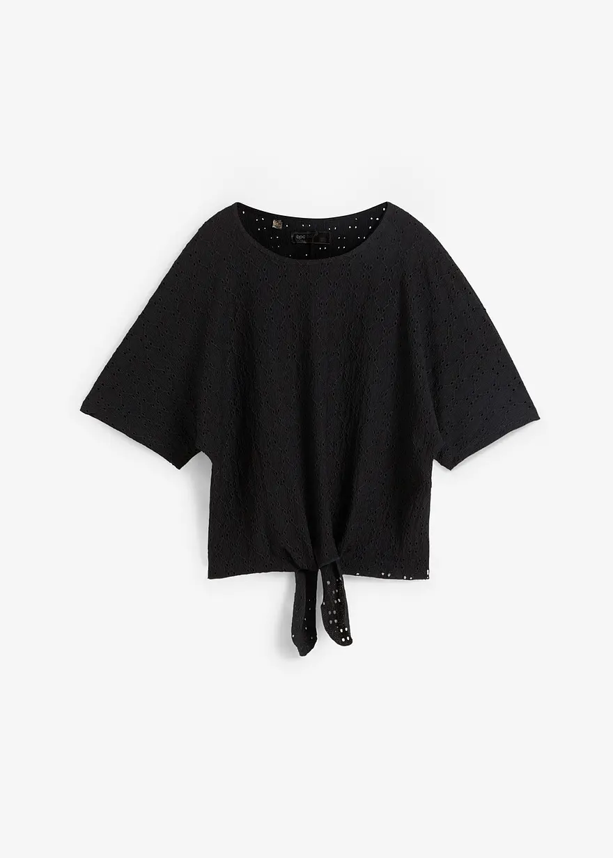 Kurzshirt mit Lochstickerei
