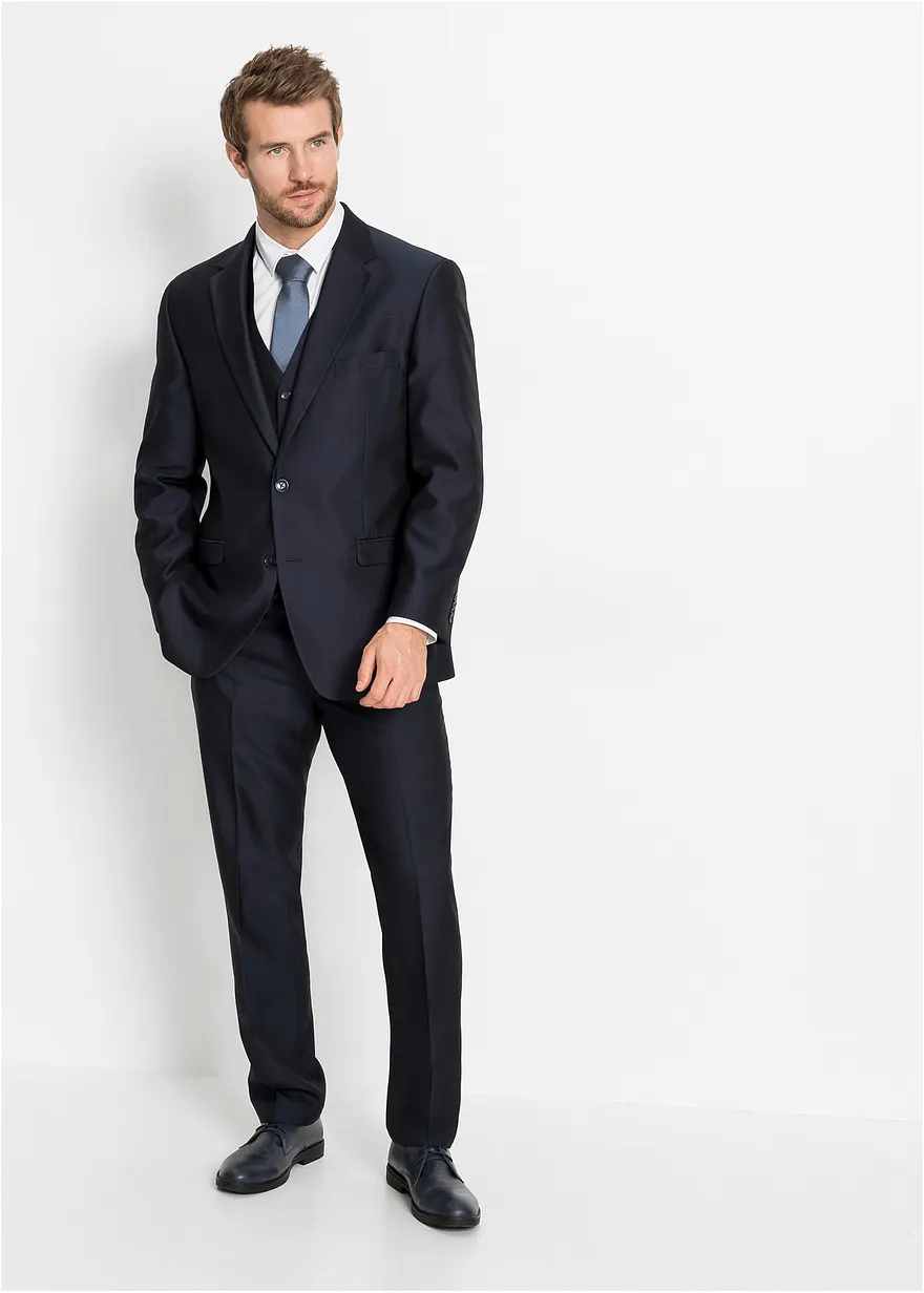 Anzug mit Weste und Krawatte (4-tlg. Set), Regular Fit