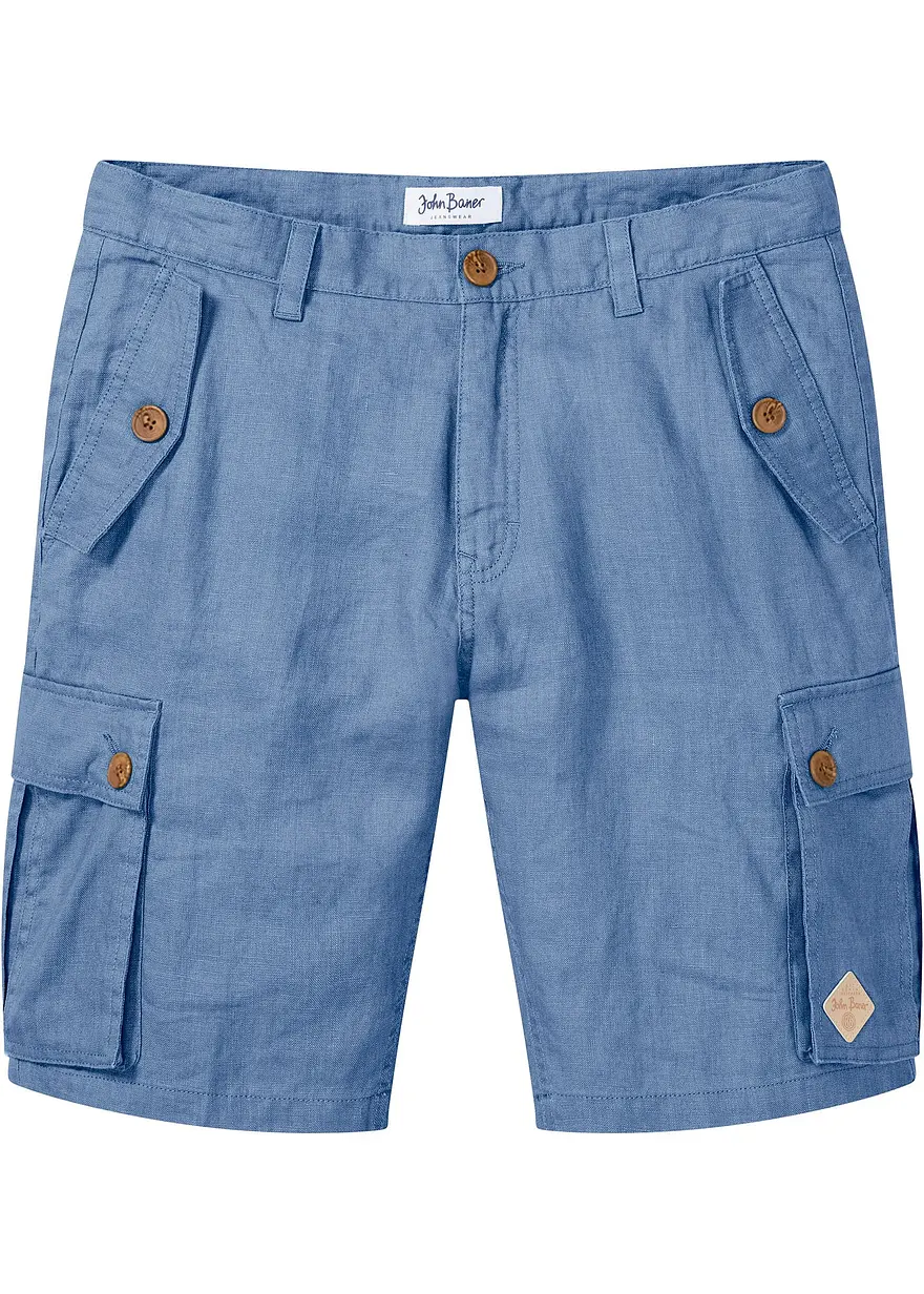 Cargo-Bermuda aus Leinen, Loose Fit