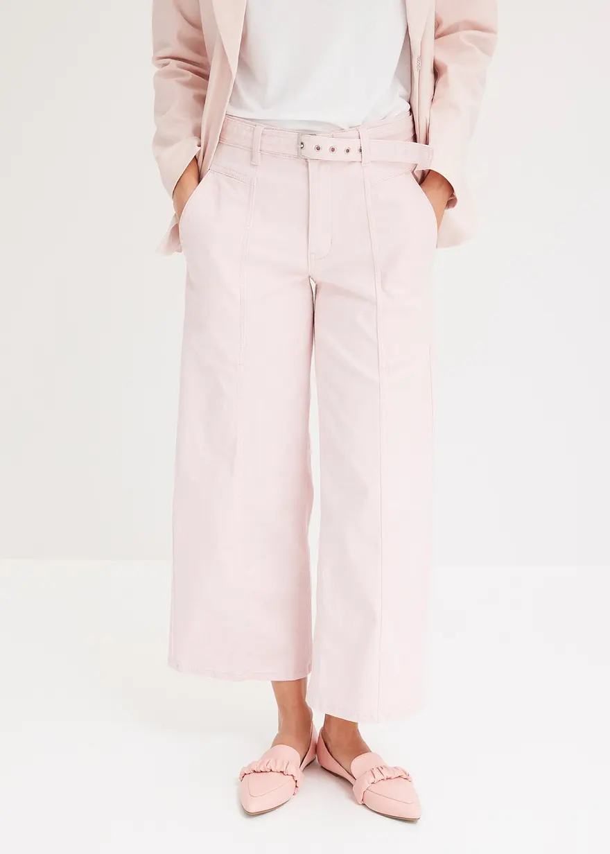 Stretch-Twill-Culotte mit Gürtel
