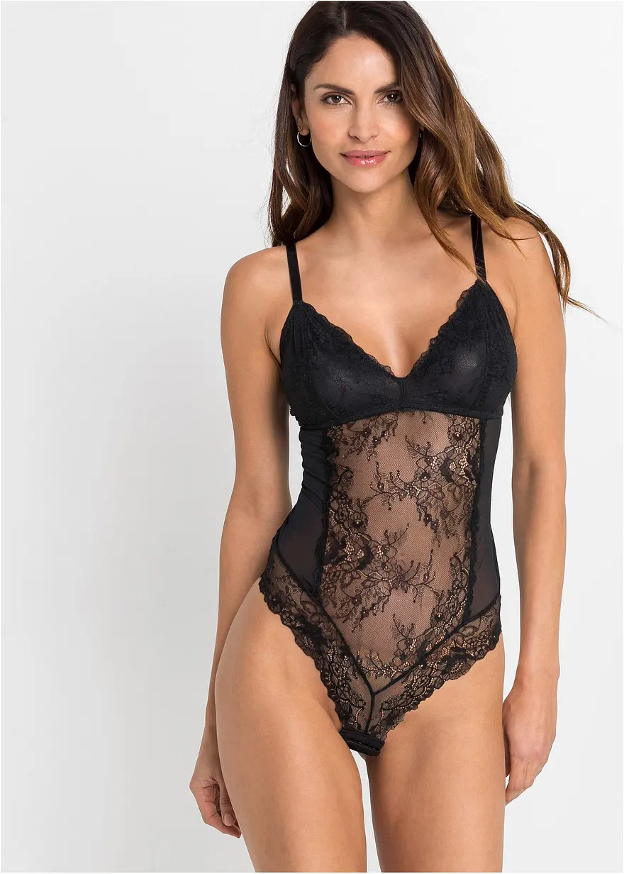 Body aus Spitze mit recyceltem Polyamid
