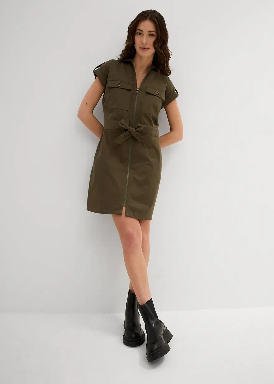Twillkleid aus elastischem Baumwoll-Mix