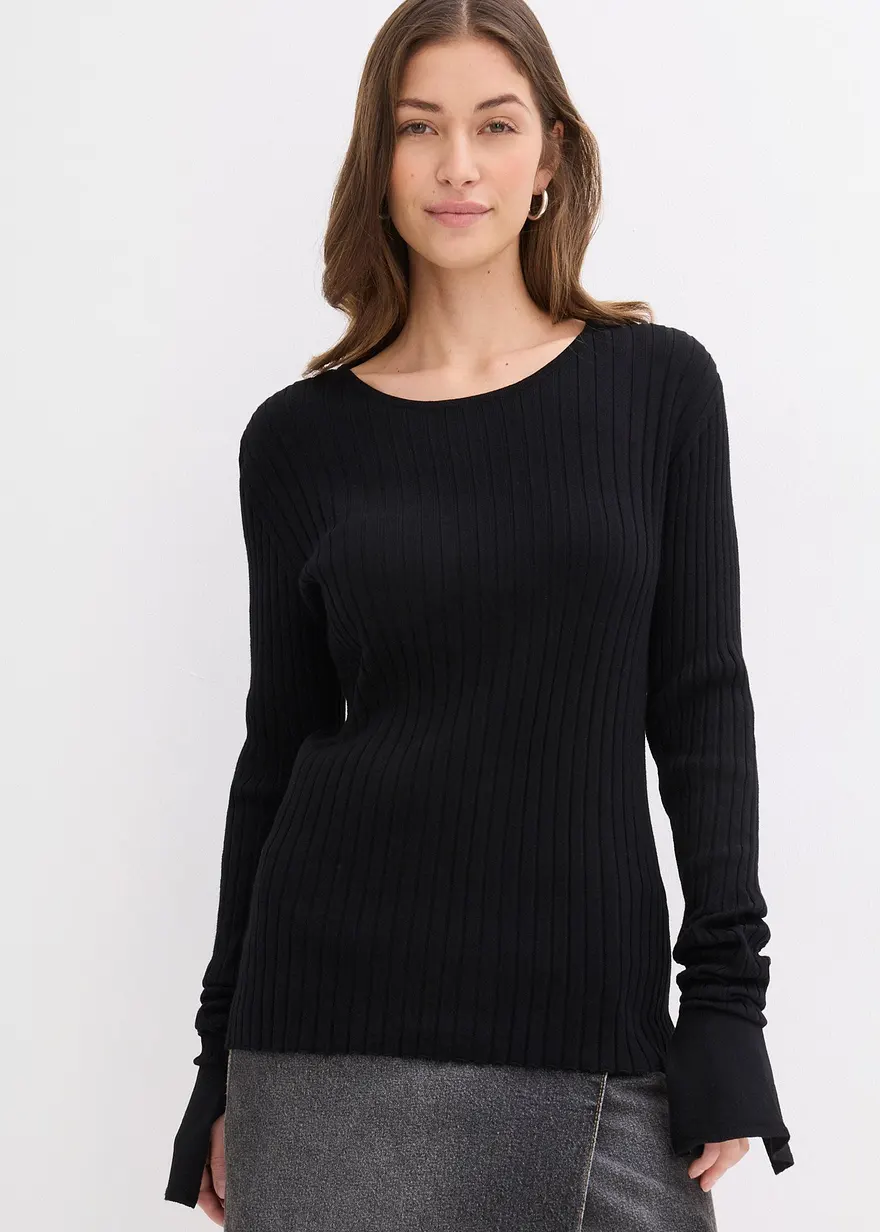 Geripptes Strickshirt