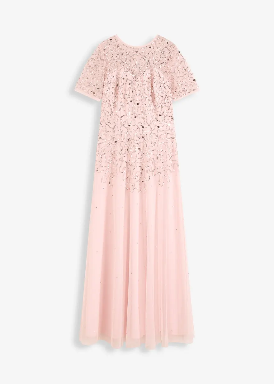 Maxikleid aus zartem Tüll mit Paillettenstickerei