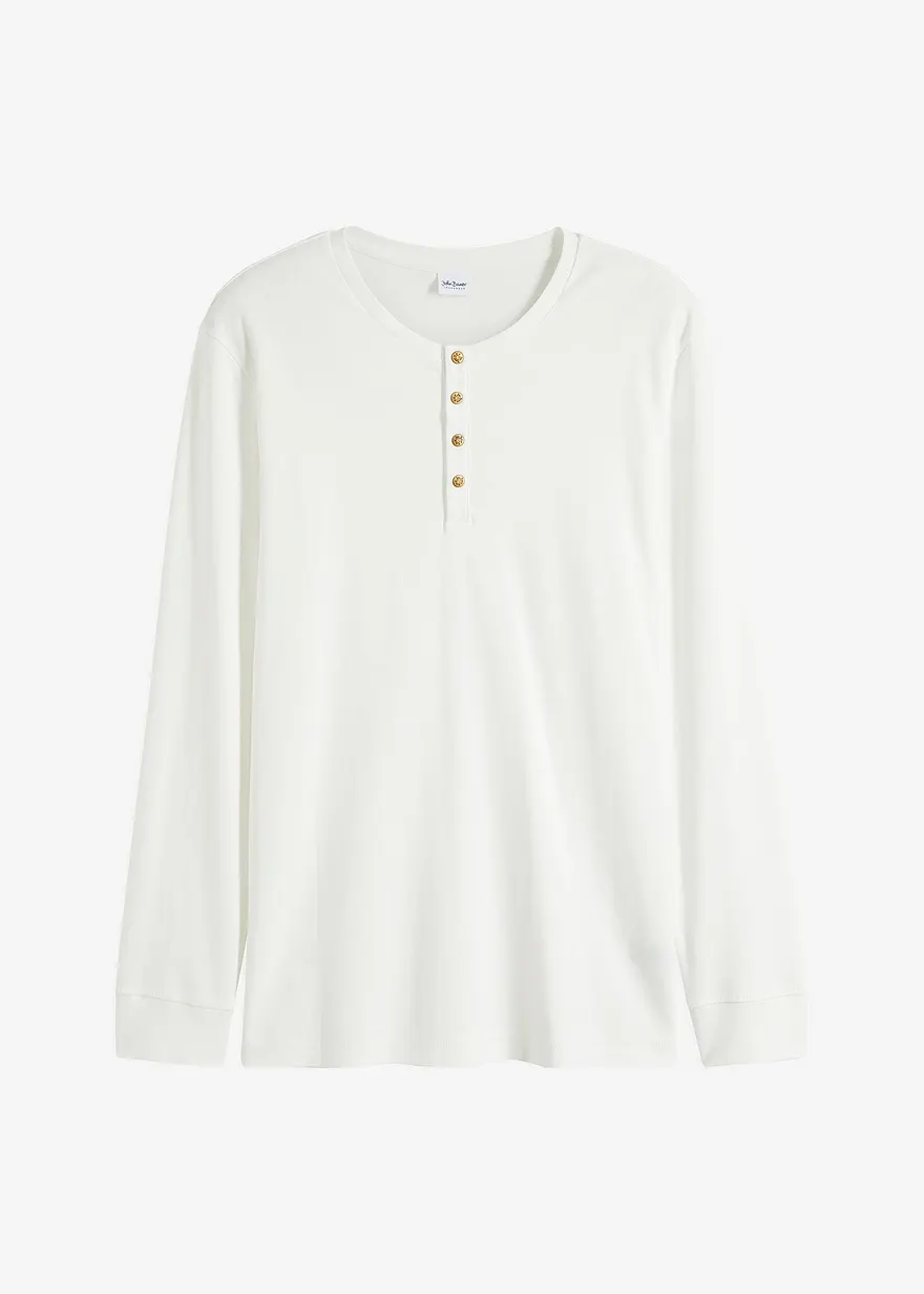 Langarm-Henleyshirt aus reiner Baumwolle