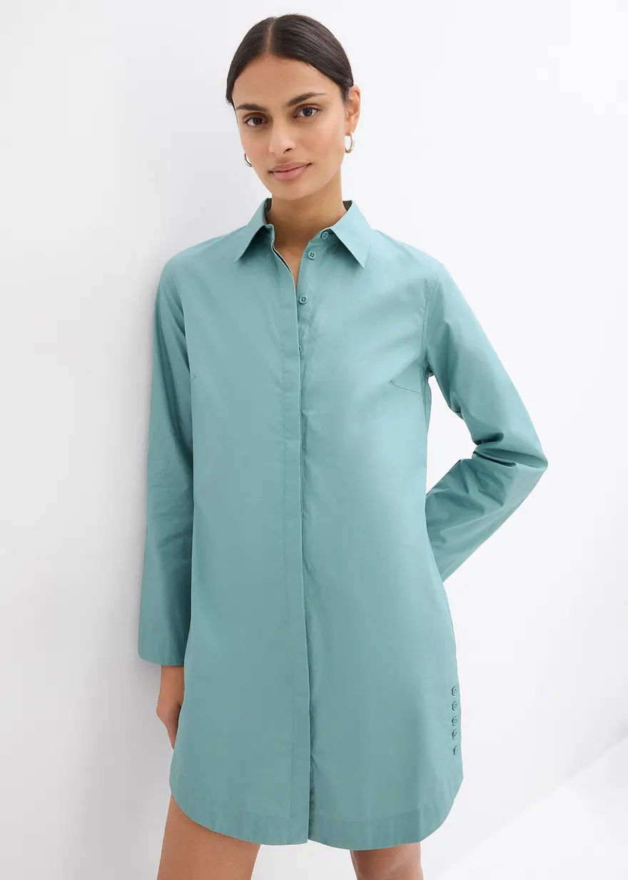 Hemdblusenkleid aus reiner Baumwolle