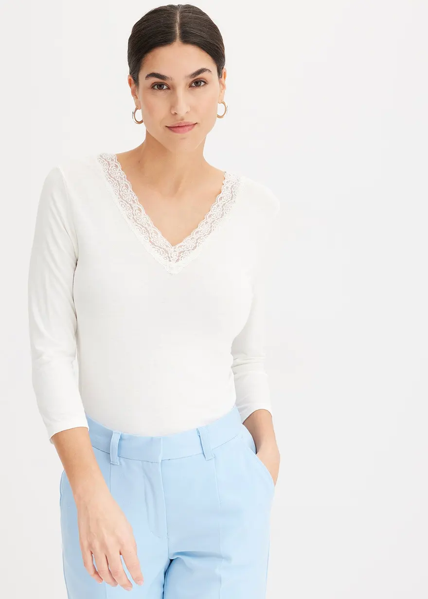 Langarmshirt mit Spitze