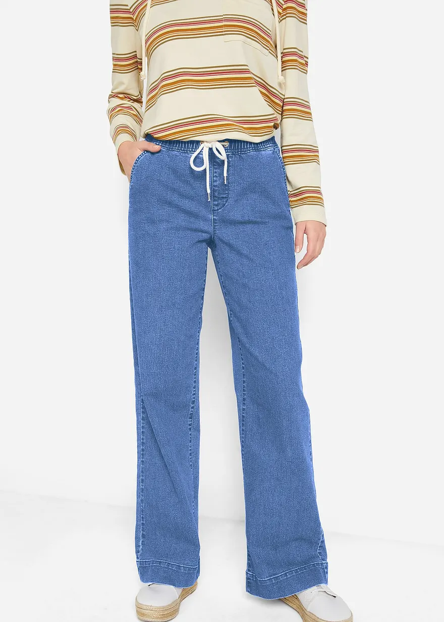 Wide Leg Jeans Mid Waist, Stretch