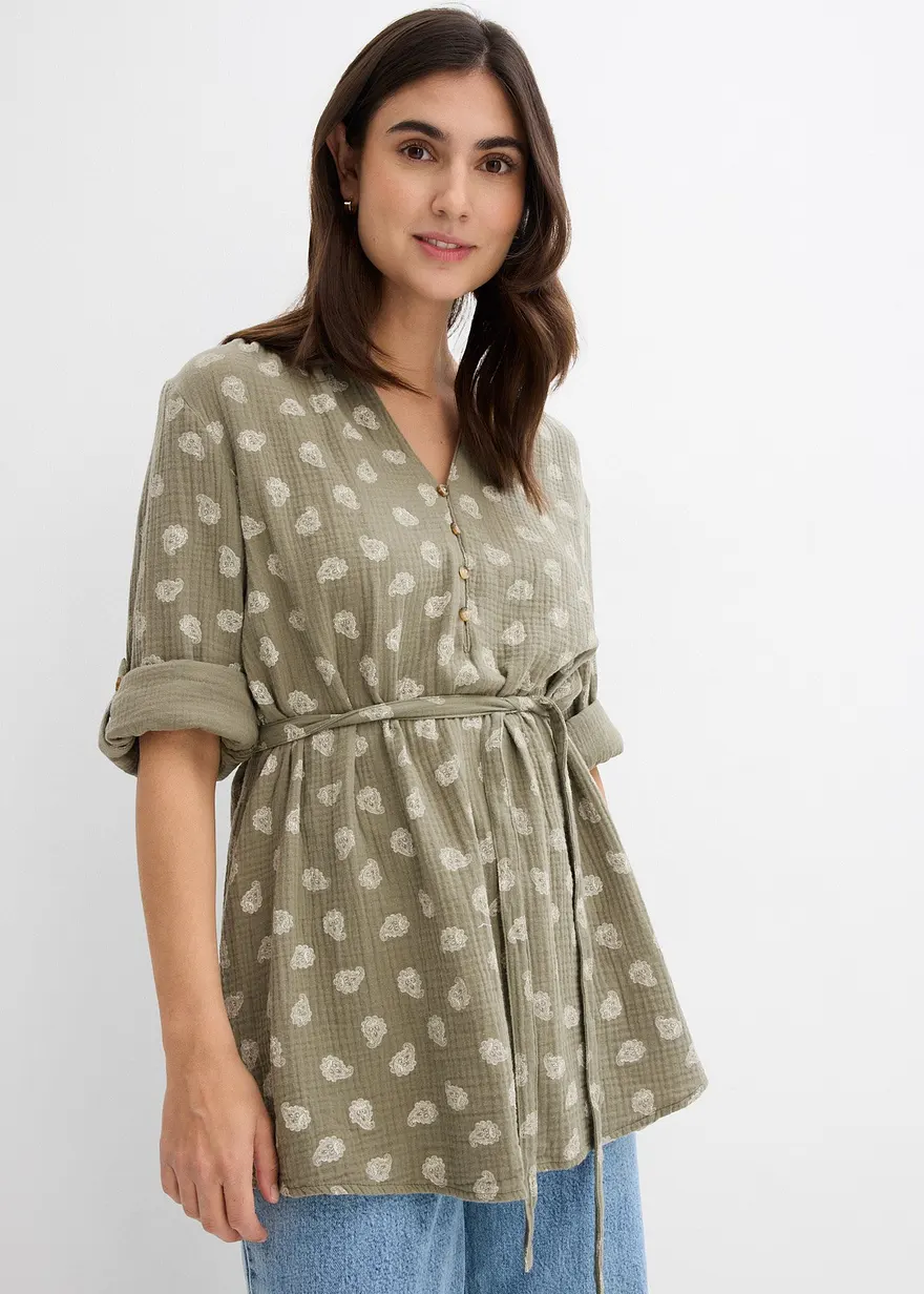 Umstands- und Stillbluse aus reinem Baumwoll-Musselin