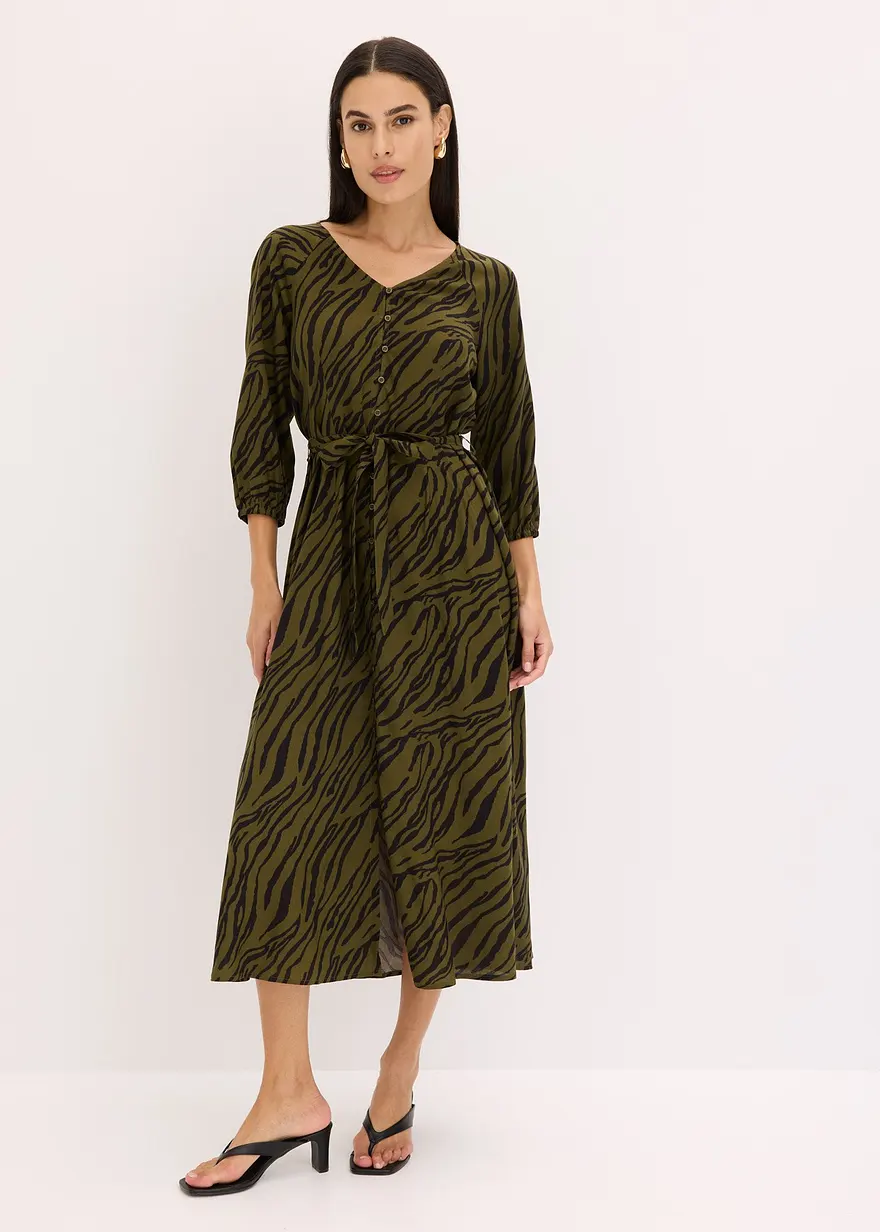 Midikleid aus fließender Viskose
