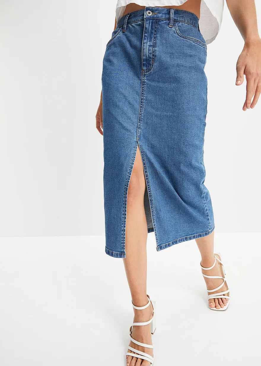 Langer Jeansrock mit Schlitz aus Positive Denim #1 Fabric