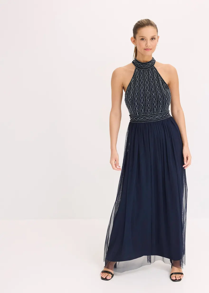 Maxikleid mit Perlenstickerei