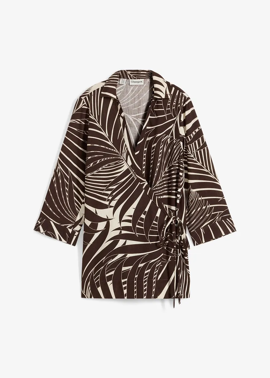 Kimono-Bluse in Leinenoptik