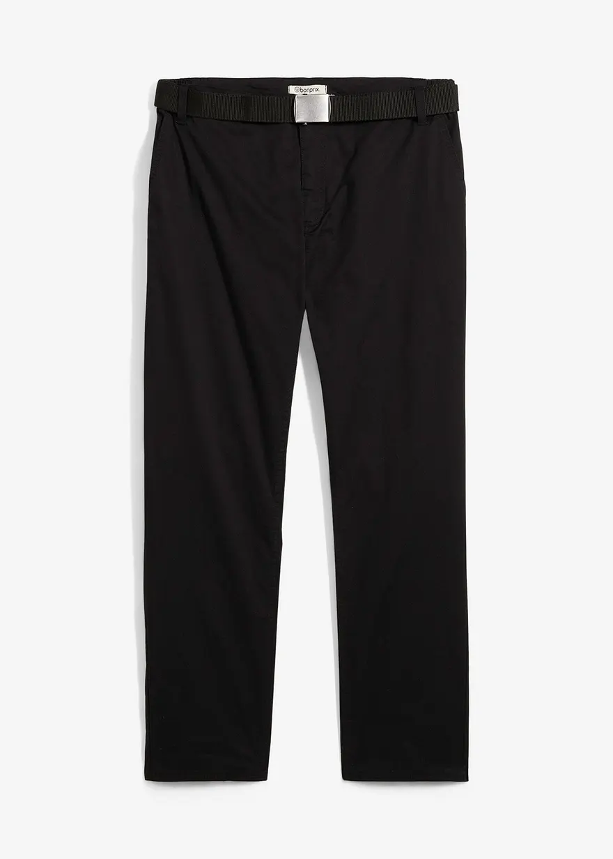 Regular Fit Chinohose mit Komfortbund und Gürtel, Straight