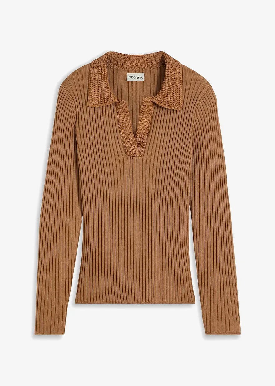 Feinstrickpullover mit schmückendem Kragen