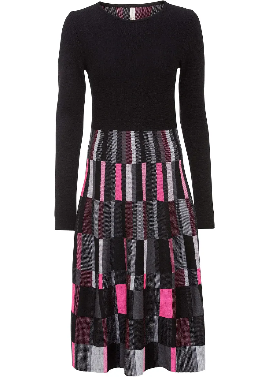 Ausgestelltes Jacquard-Strickkleid