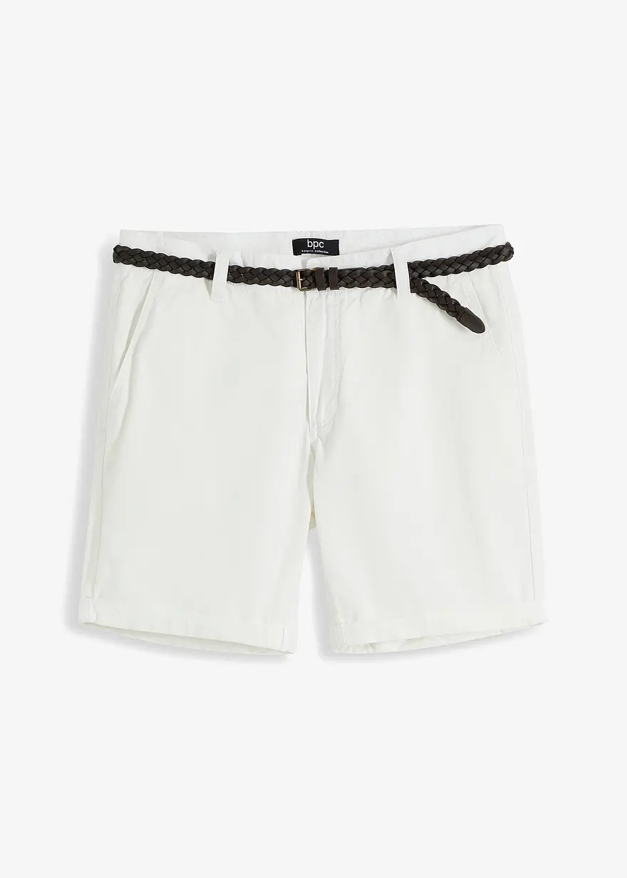 Chino-Bermuda mit Gürtel, Regular Fit