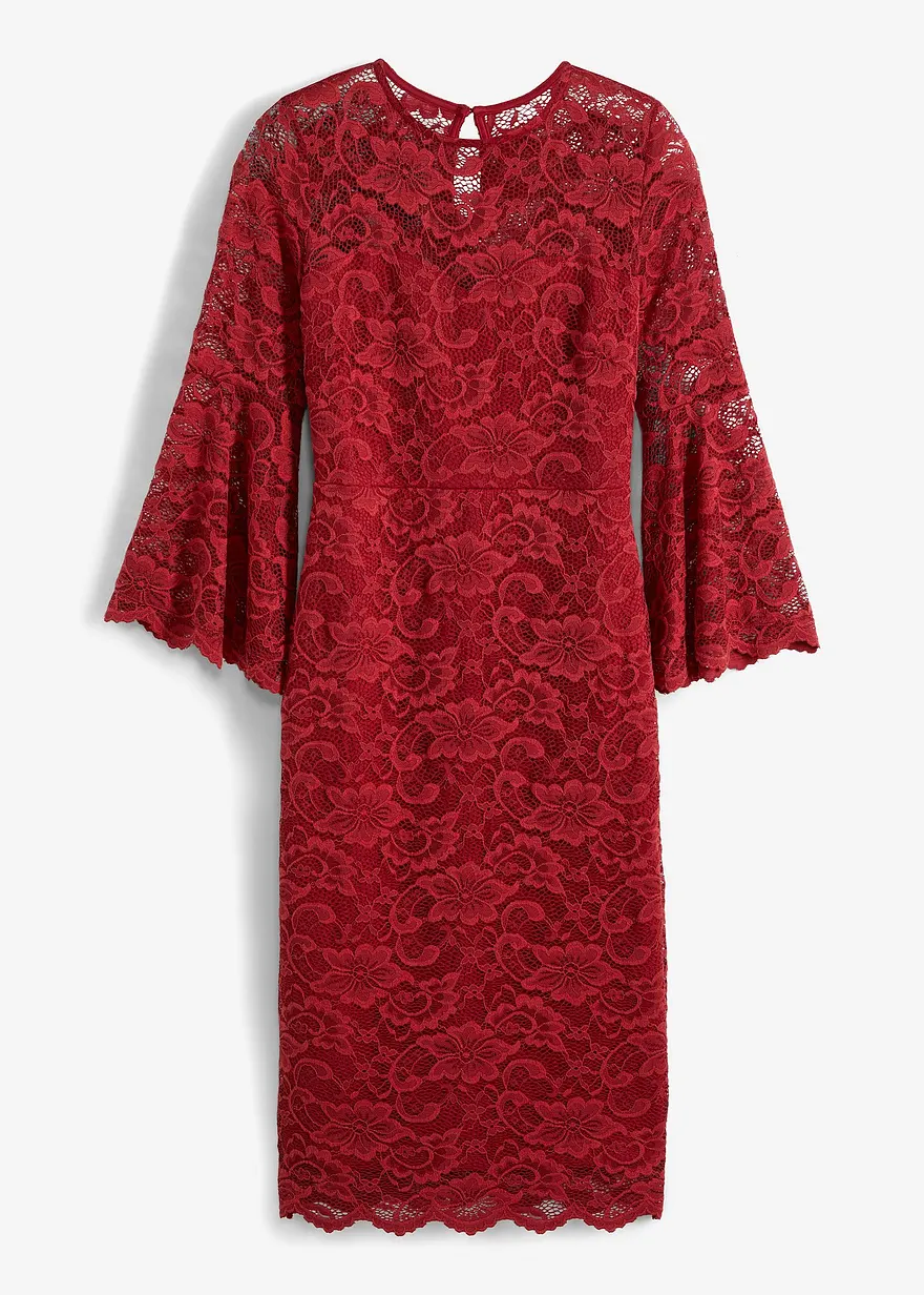 Spitzenkleid mit Volant-Ärmel