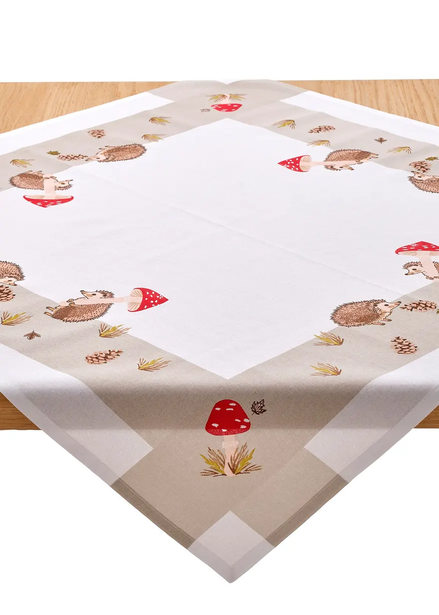 Bio Baumwoll Tischdecke mit Igeldruck