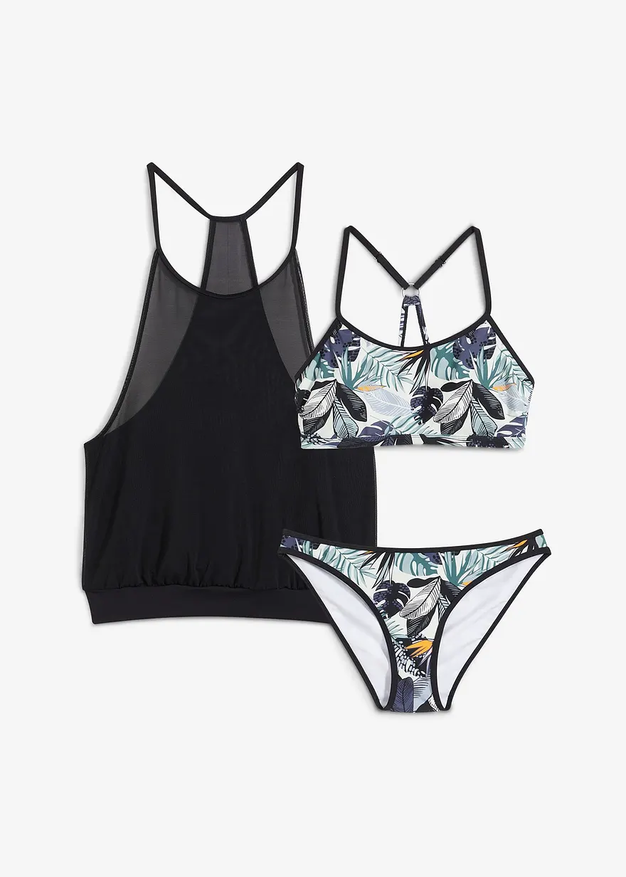 Oversize-Tankini (3-tlg.Set) mit Bustier-Bikinioberteil
