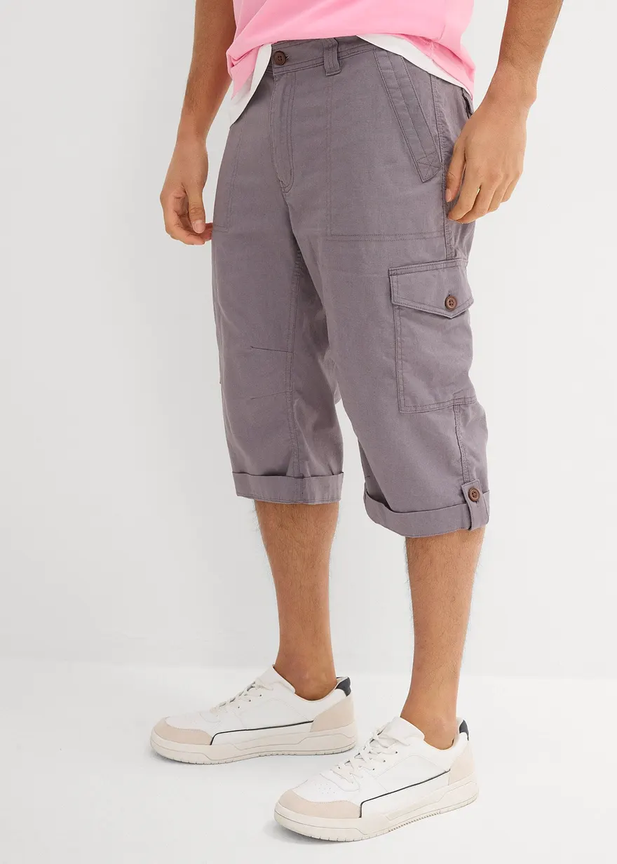 Regular Fit Cargo-Long-Bermuda mit Leinen