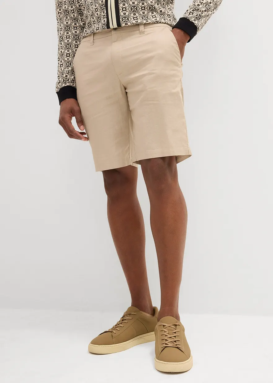 Regular Fit Chino-Bermuda mit Leinen