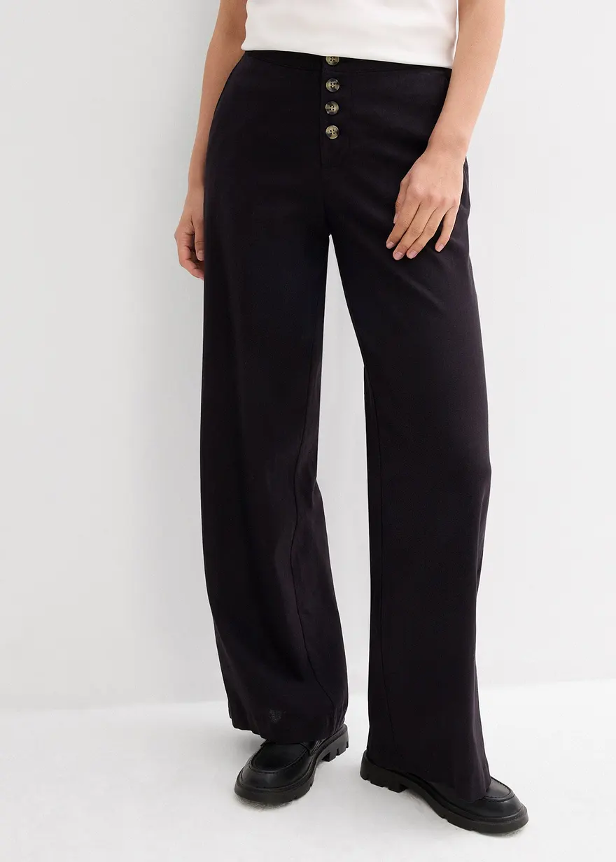 Palazzo-Hose mit Leinen mit extra langem Bein