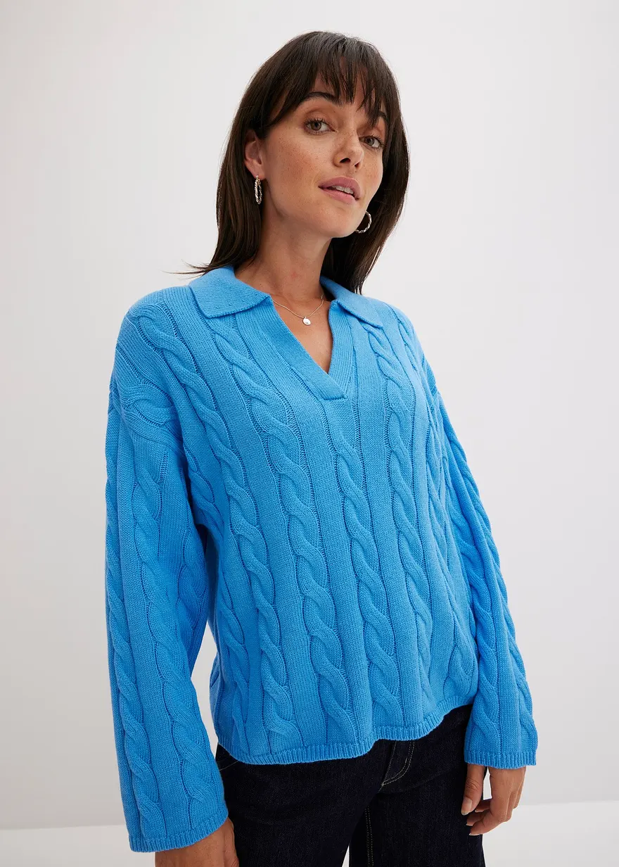 Oversize-Pullover mit Zopfmuster