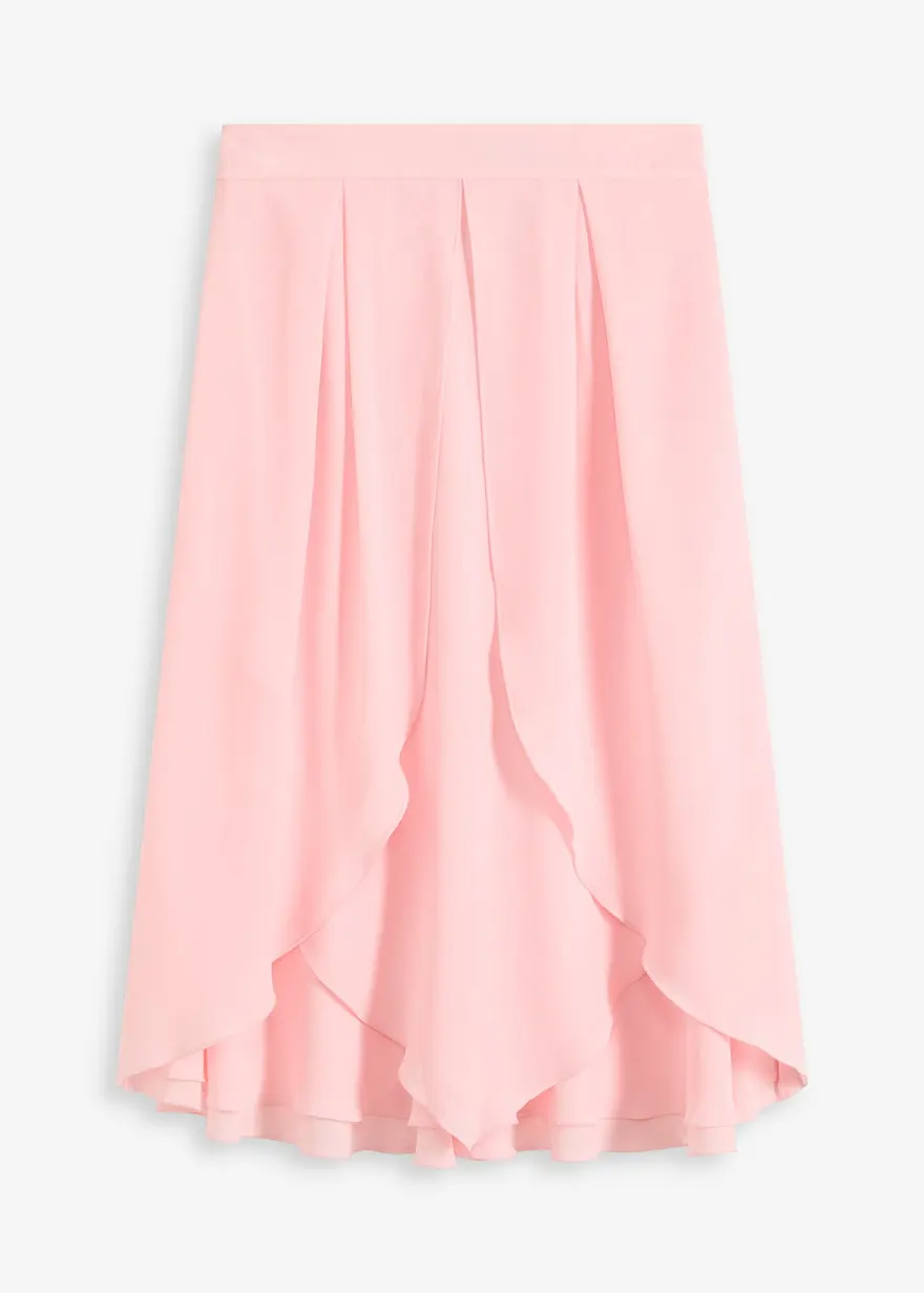 Midirock mit Ruffle und Chiffon