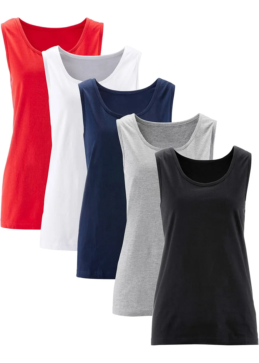 Long-Top aus reiner Baumwolle (5er Pack)