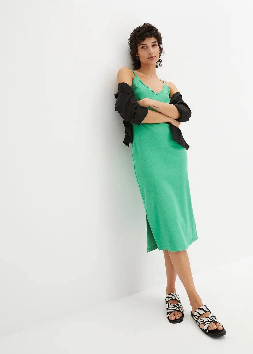 Geripptes Bodycon-Kleid aus elastischem Baumwoll-Mix