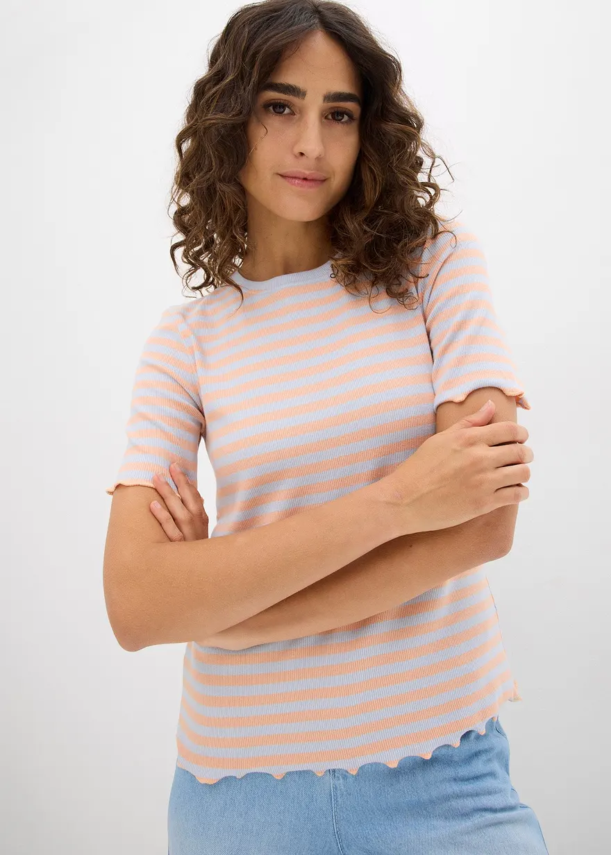 Geripptes Kurzarmshirt